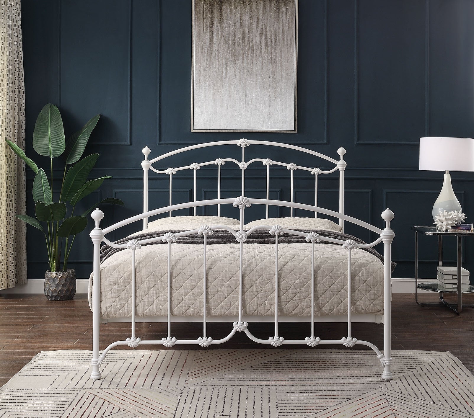 White cast store iron bed