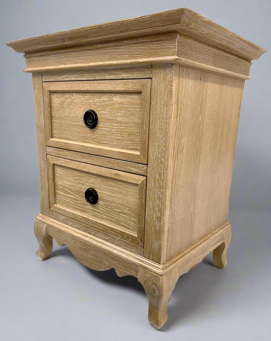 Fabian 2 Drawer Bedside Table European White Oak