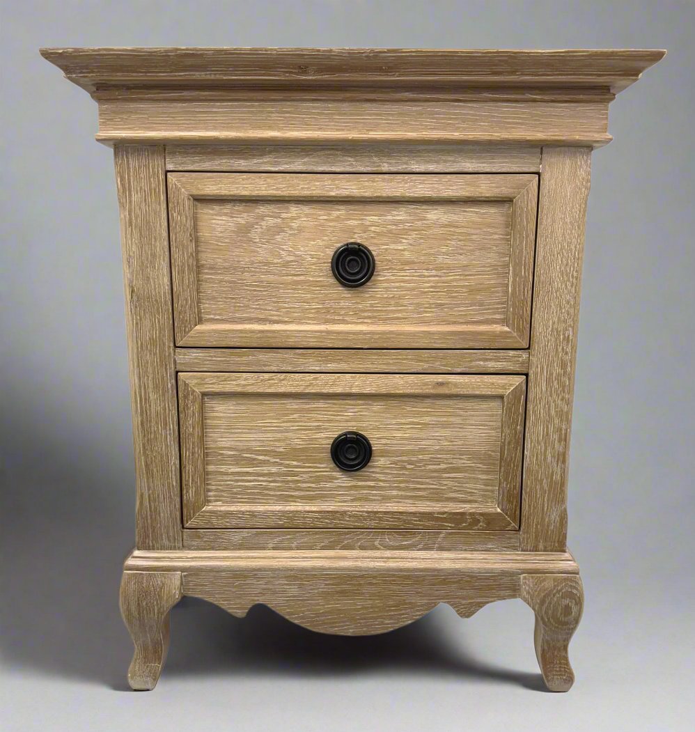 Fabian 2 Drawer Bedside Table European White Oak