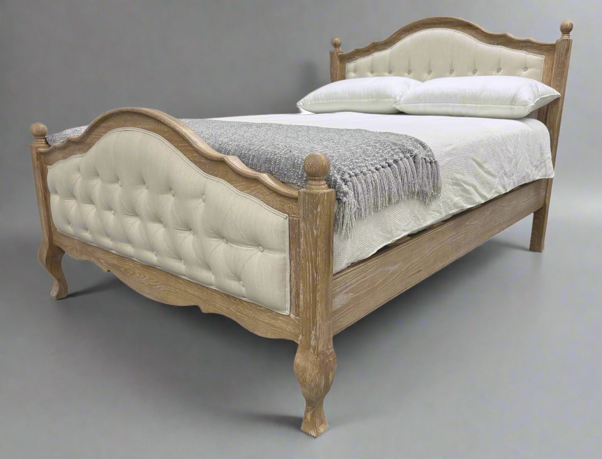 FABIAN King European Oak & Upholstered Bed