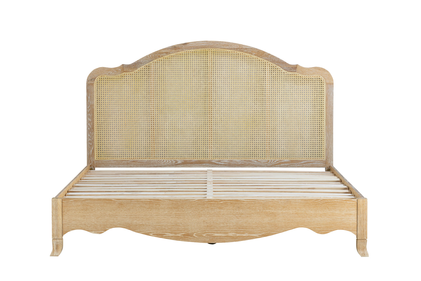 SIERRA Rattan Queen European White Oak and Rattan Bed