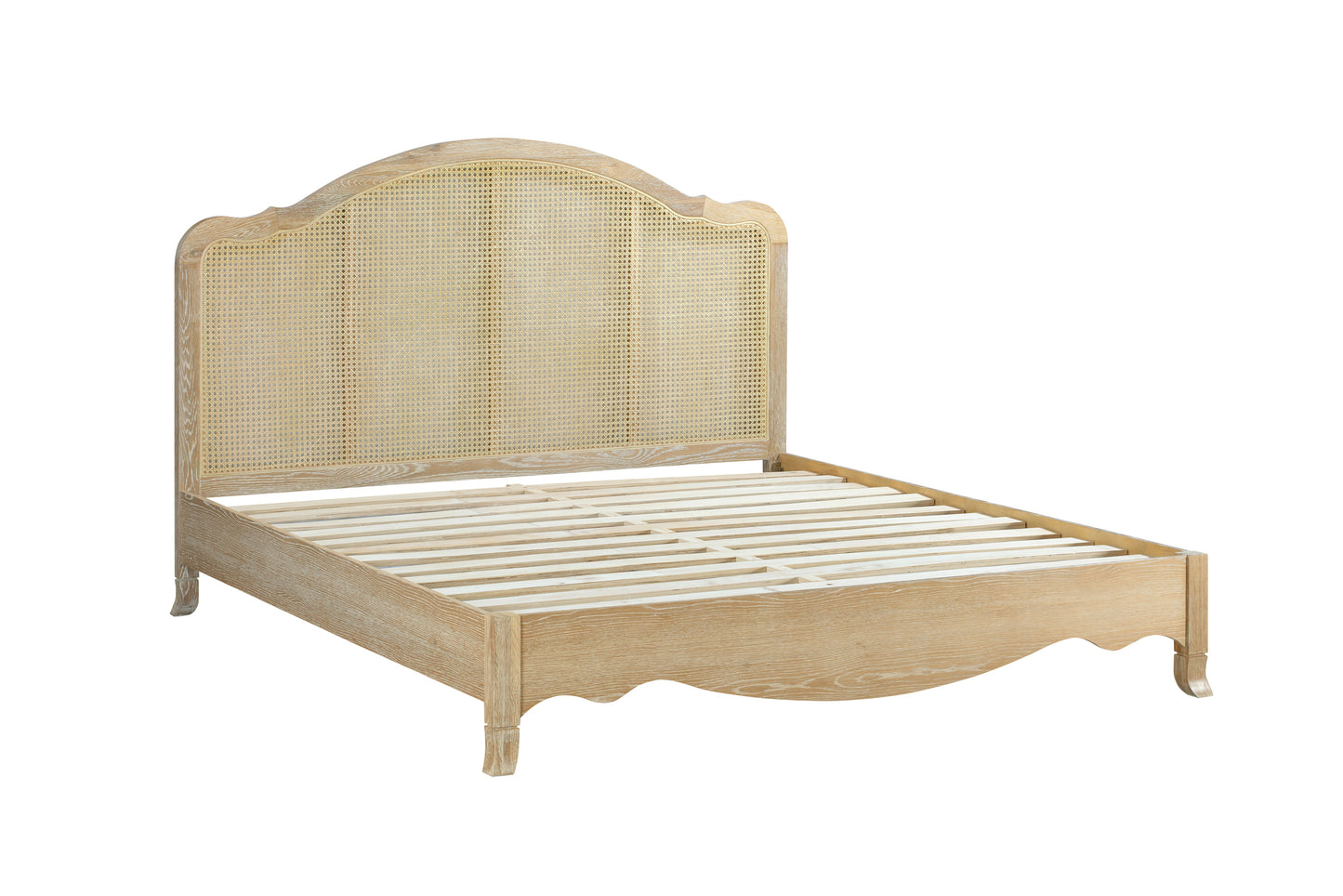 SIERRA Rattan Queen European White Oak and Rattan Bed