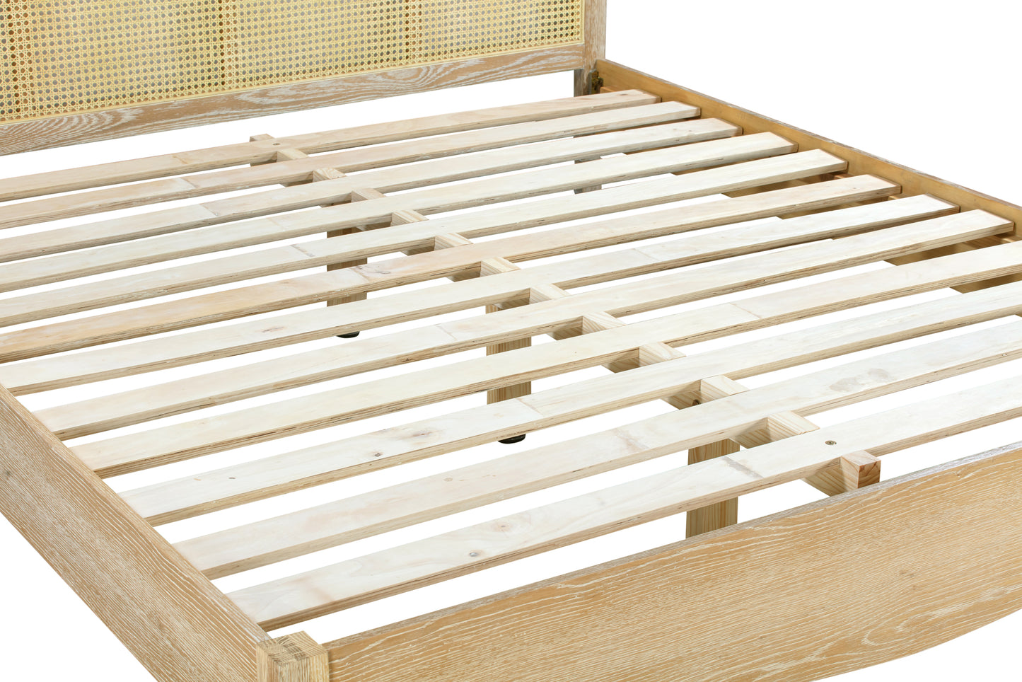 SIERRA Rattan Queen European White Oak and Rattan Bed