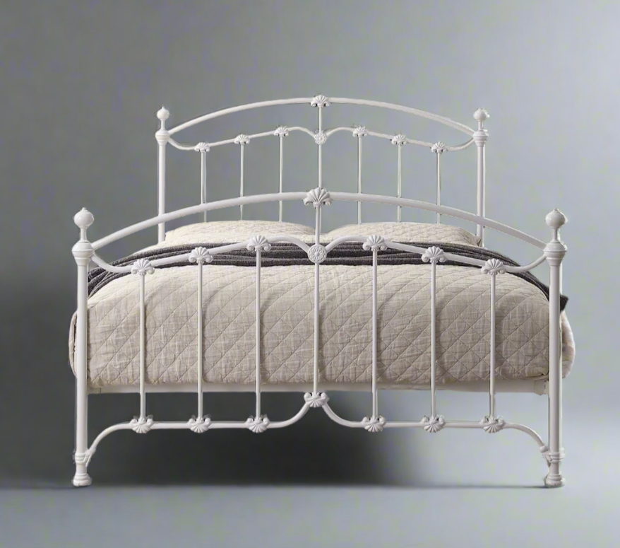 KATRINA WHITE SINGLE Size Cast and Wrought Iron Bed